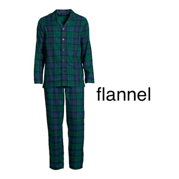LANDSEND Men's 2 Piece 100% Cotton Flannel Pajama Set, Shirt and Pants - Picture 1 of 1
